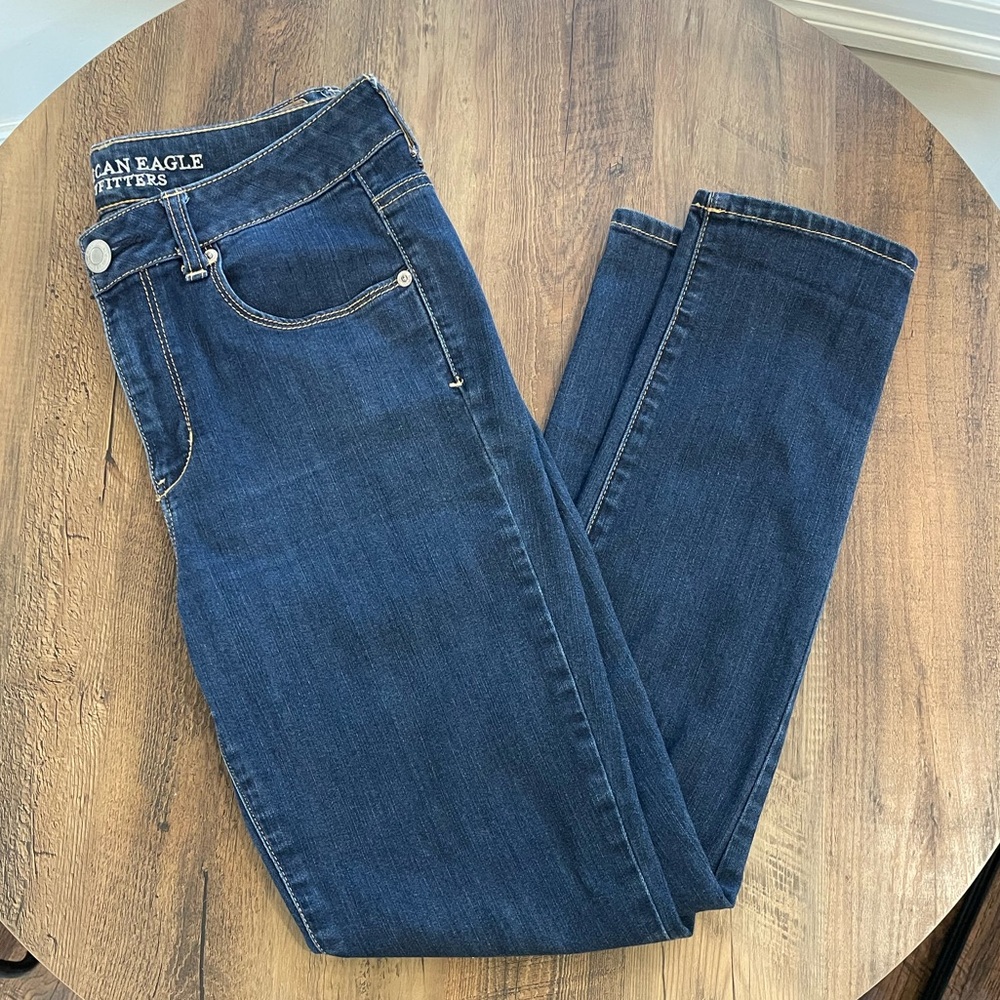 American Eagle blue high rise skinny jeans size 10